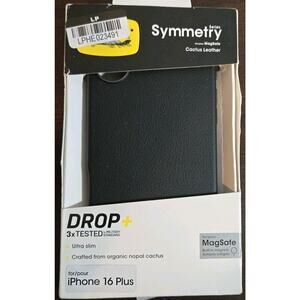 Otterbox iPhone 16 Plus Symmetry Black Phone Case Nopal Cactus Leather